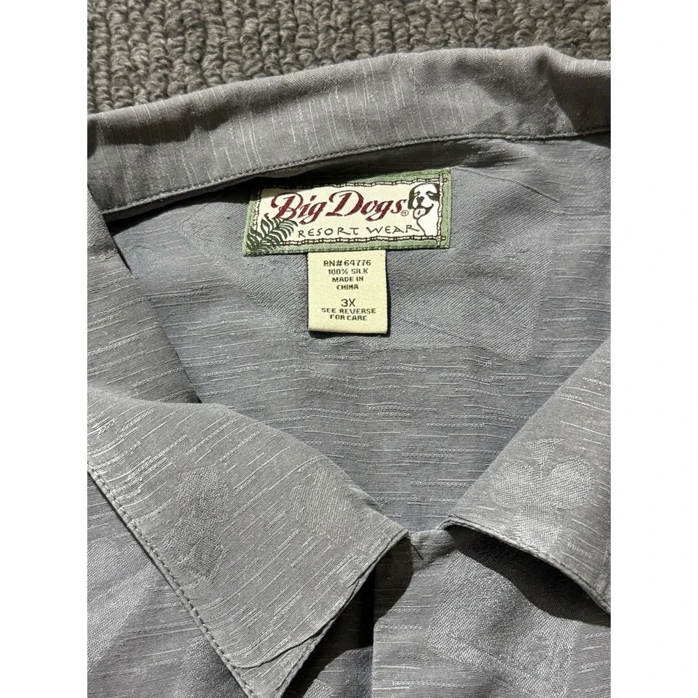 VTG 90s Big Dog Resort Wear Shirt Mens 3XL Gray Poker Cards‎ 100% Silk Hawaiian